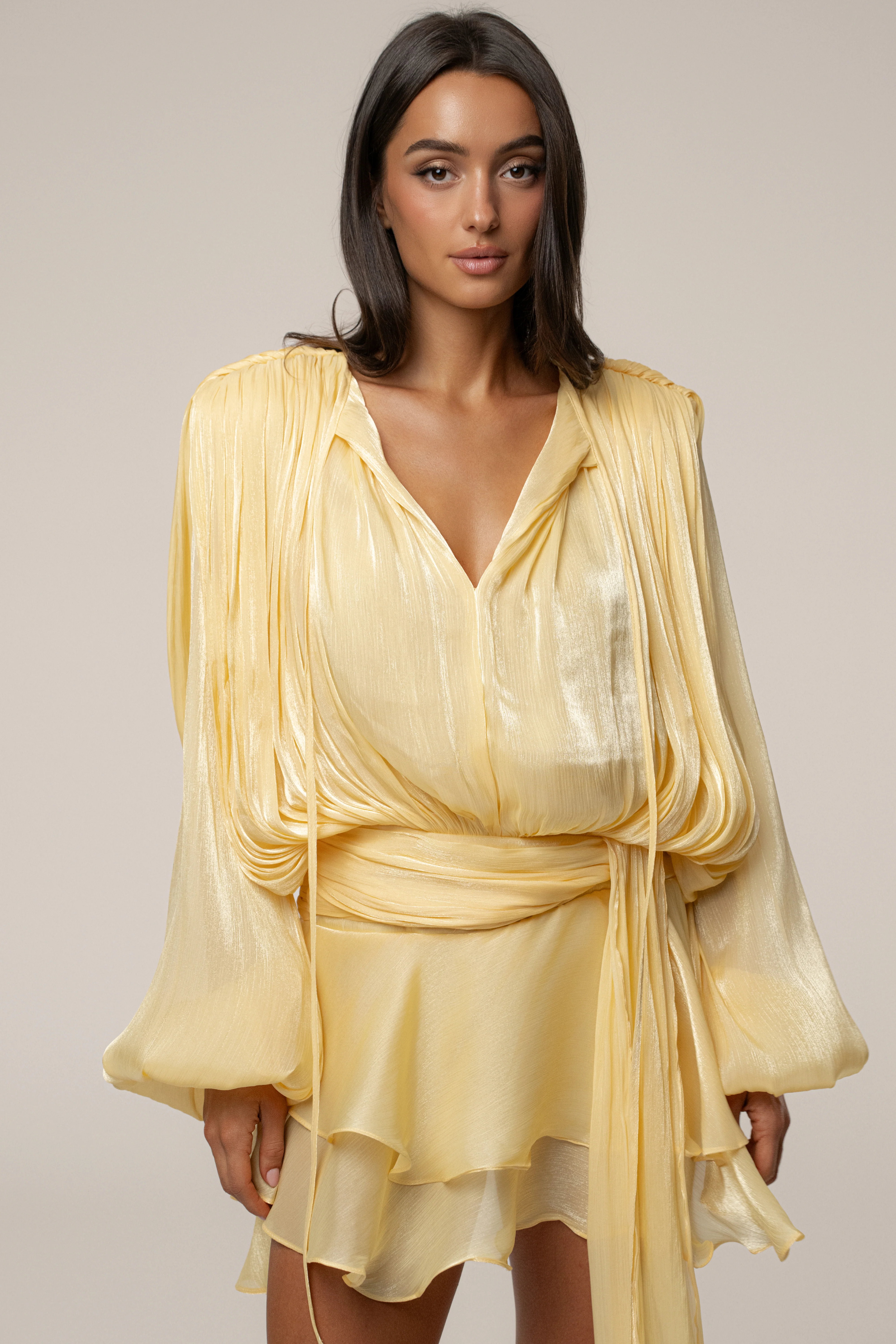 Yellow Pure Glow Draped Mini Dress - Image 5
