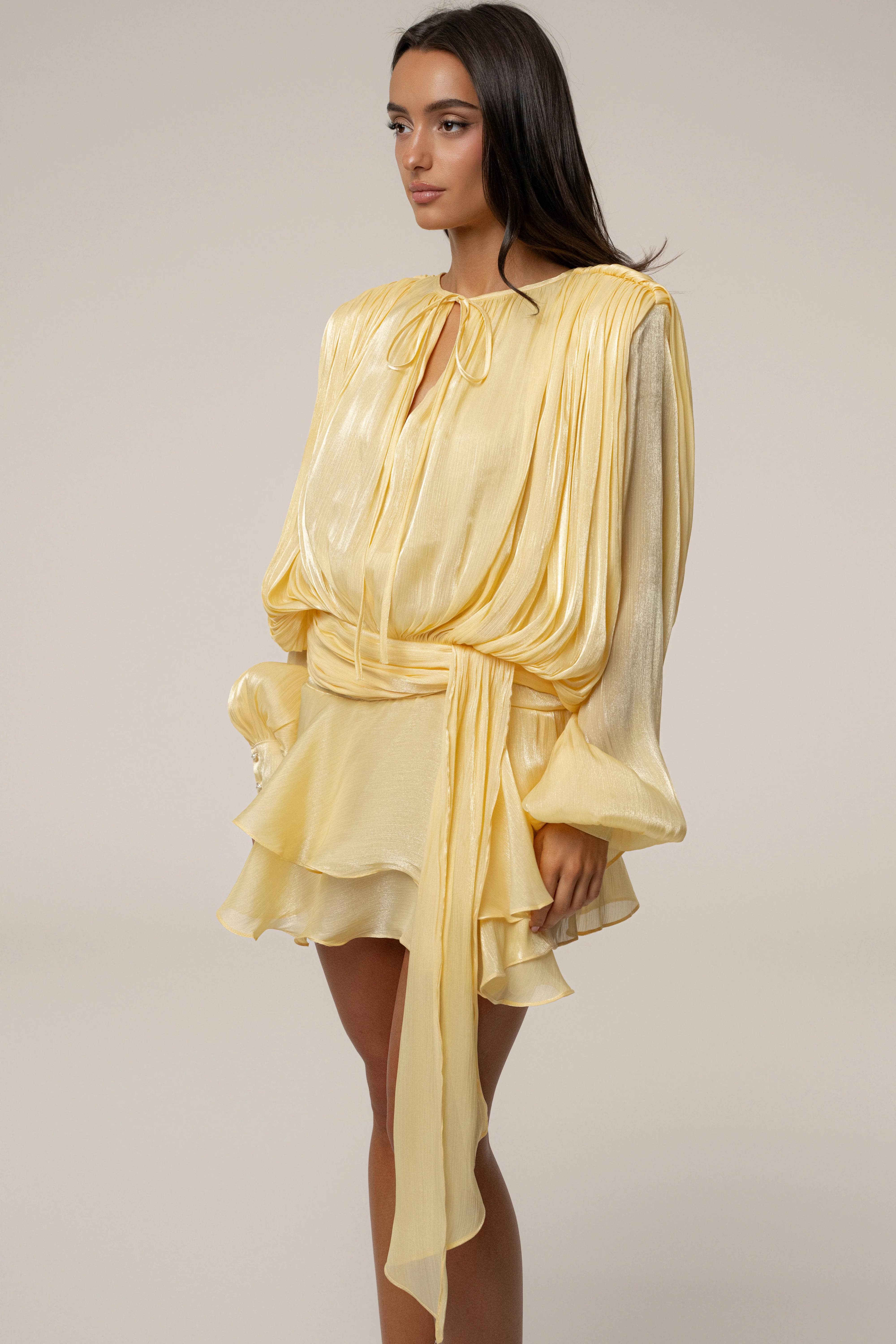 Yellow Pure Glow Draped Mini Dress - Image 6