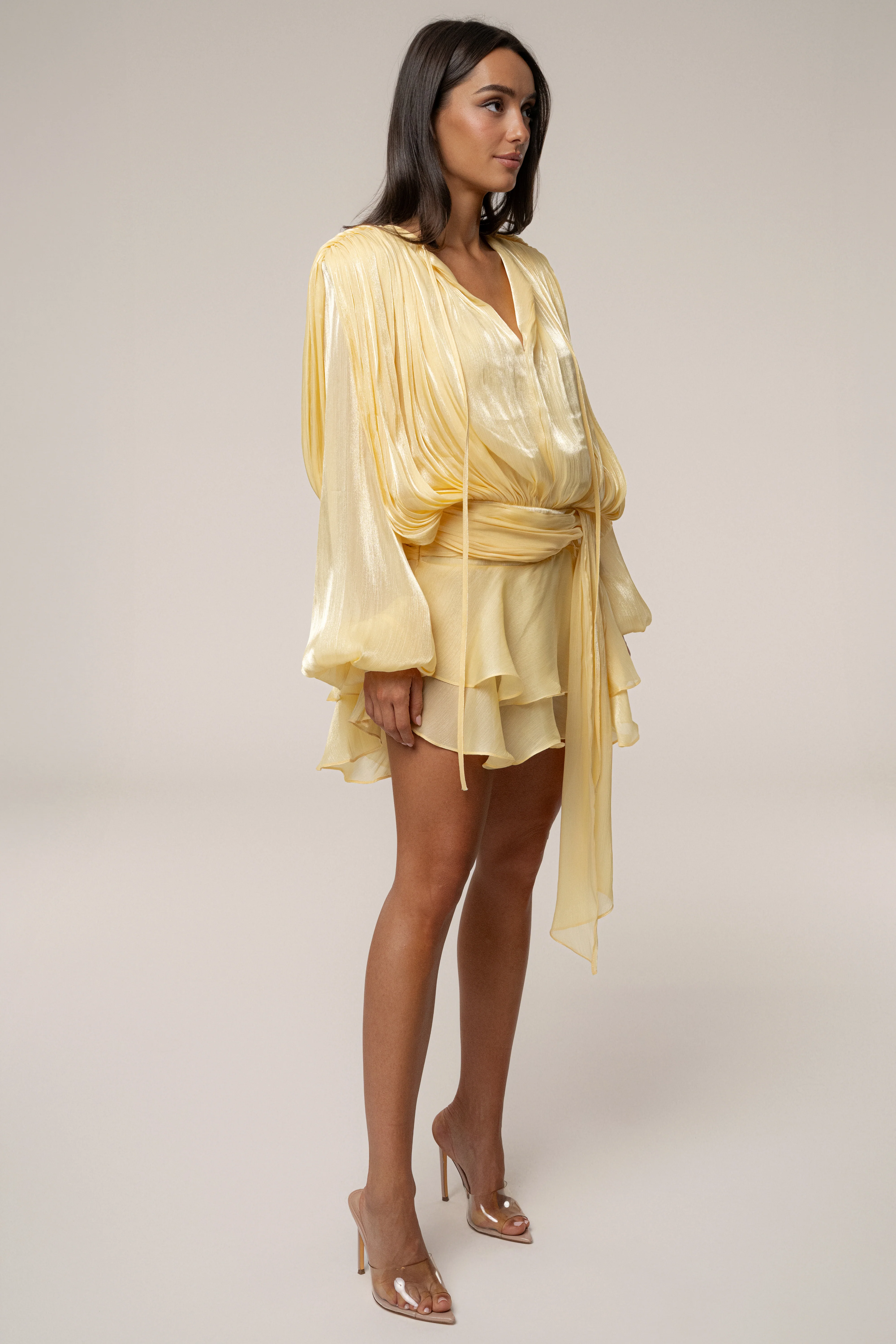 Yellow Pure Glow Draped Mini Dress - Image 7
