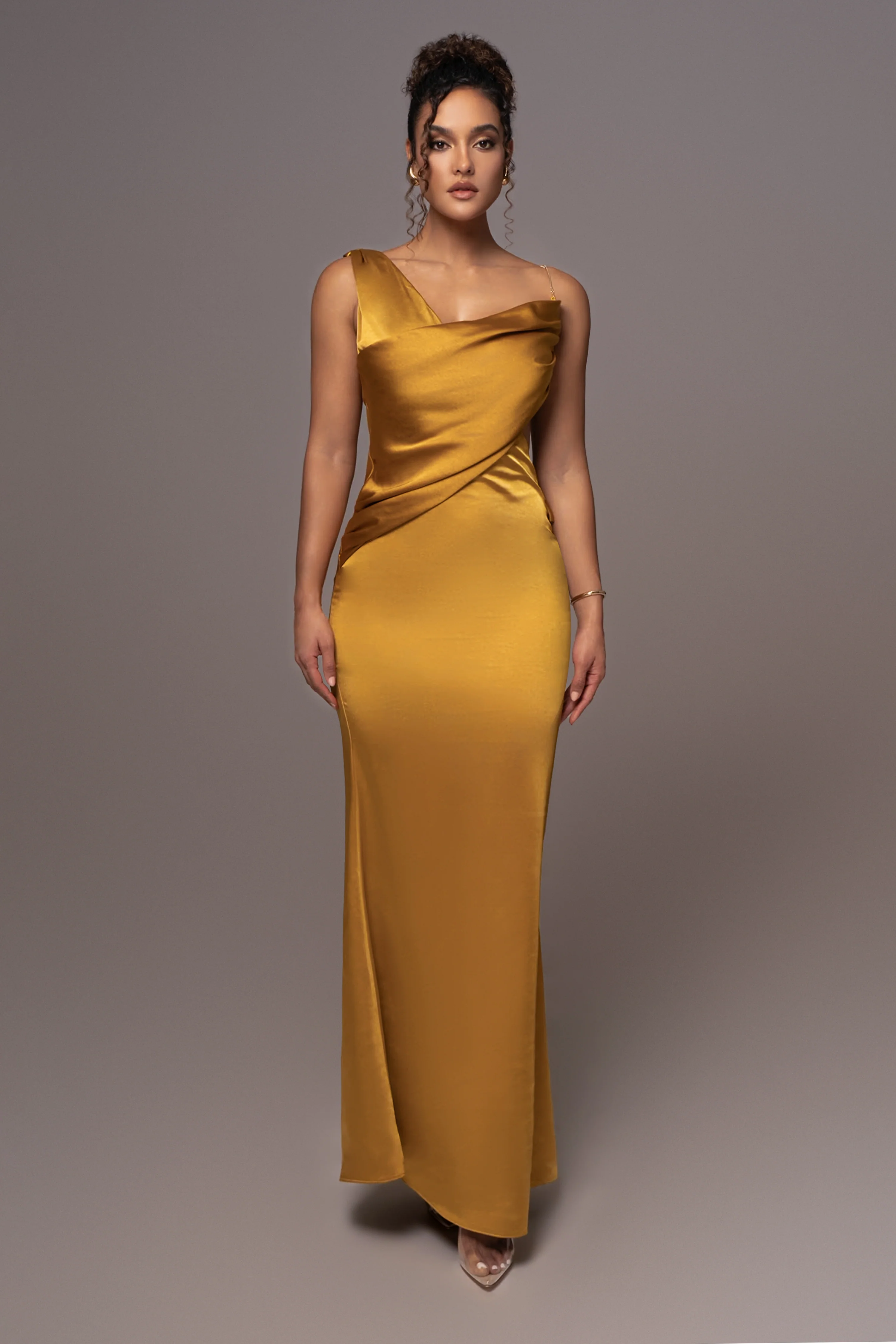 Yellow Satin Belle Maxi Dress - Image 10
