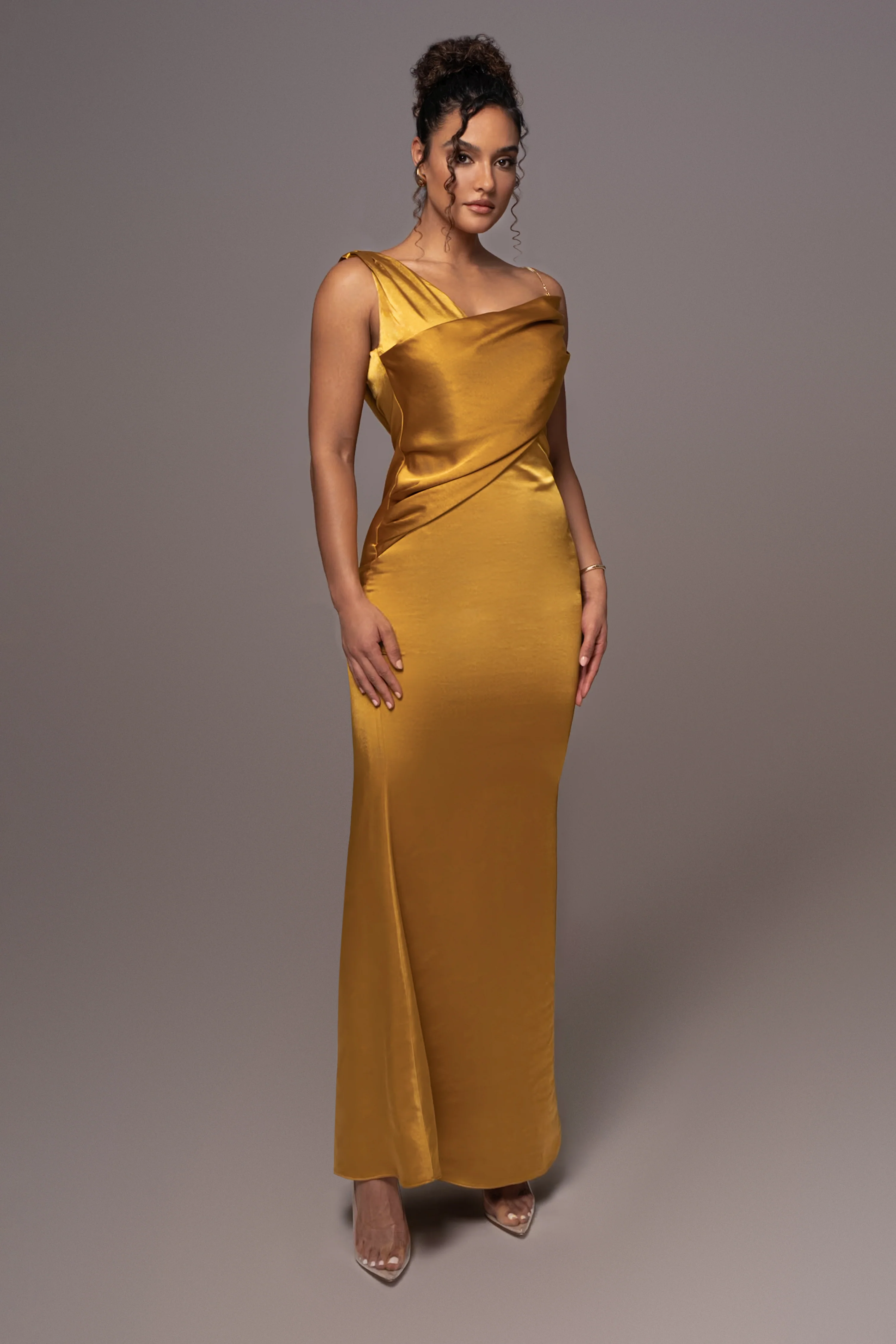 Yellow Satin Belle Maxi Dress - Image 17