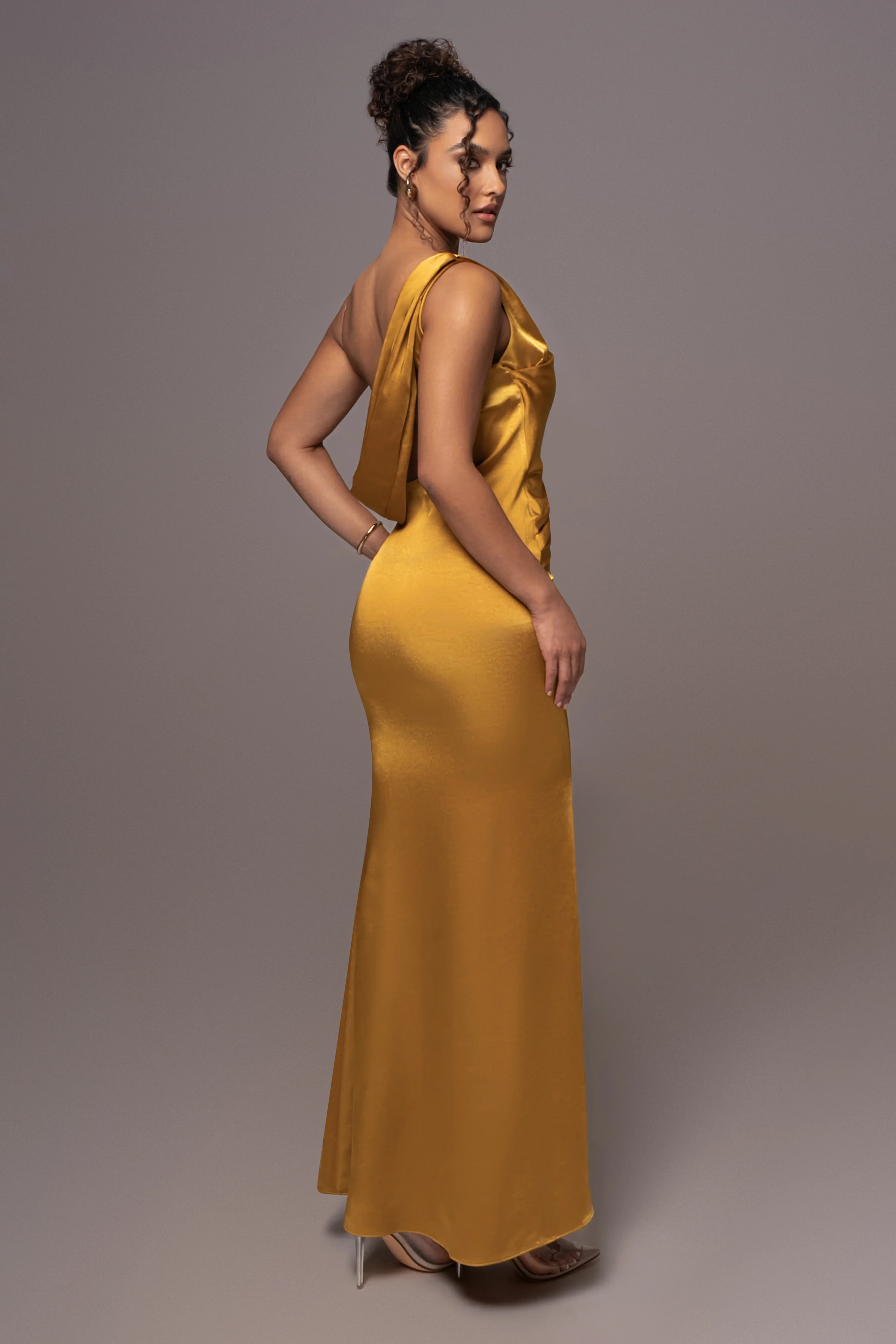Yellow Satin Belle Maxi Dress - Image 18
