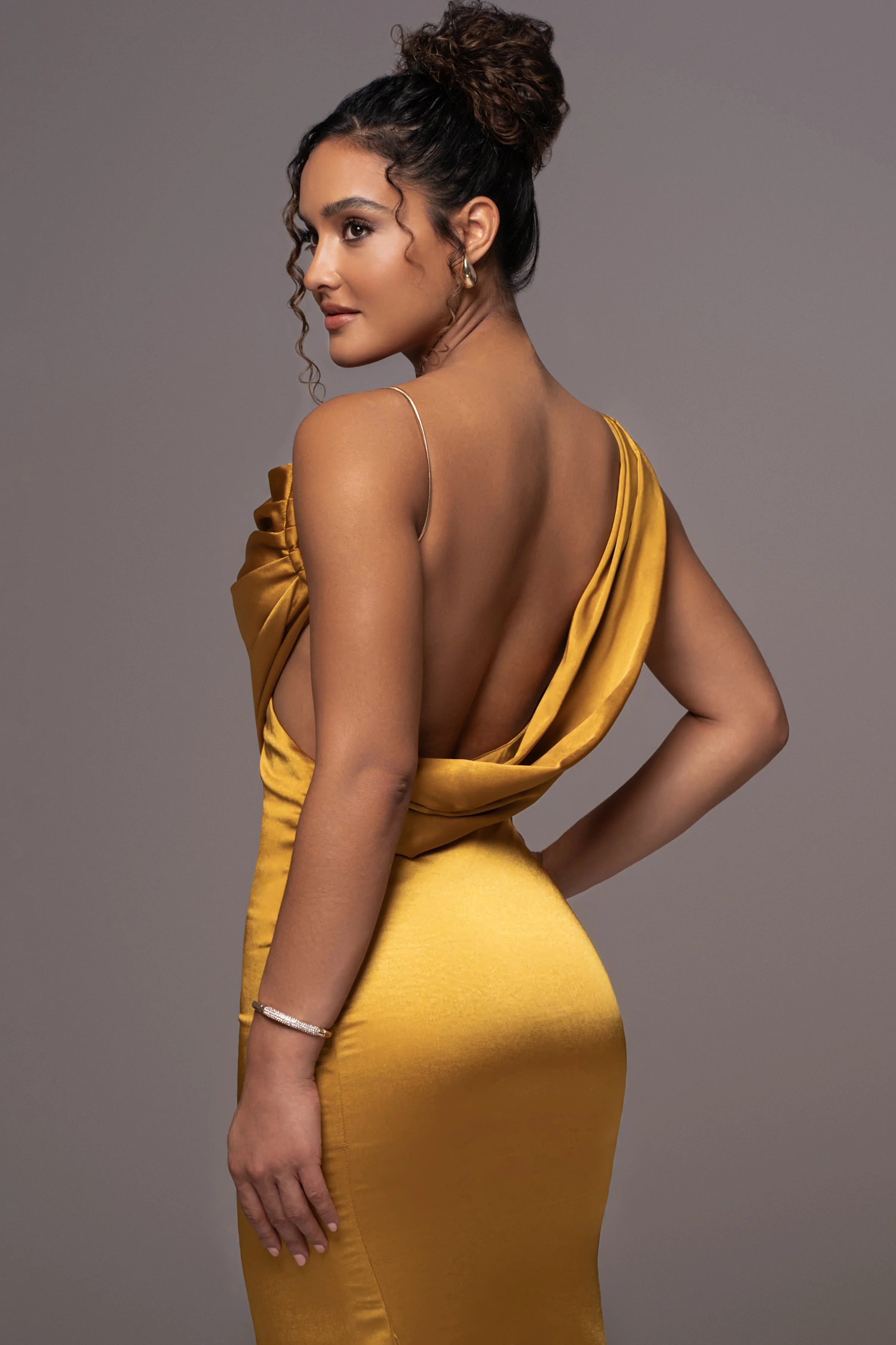 Yellow Satin Belle Maxi Dress - Image 19