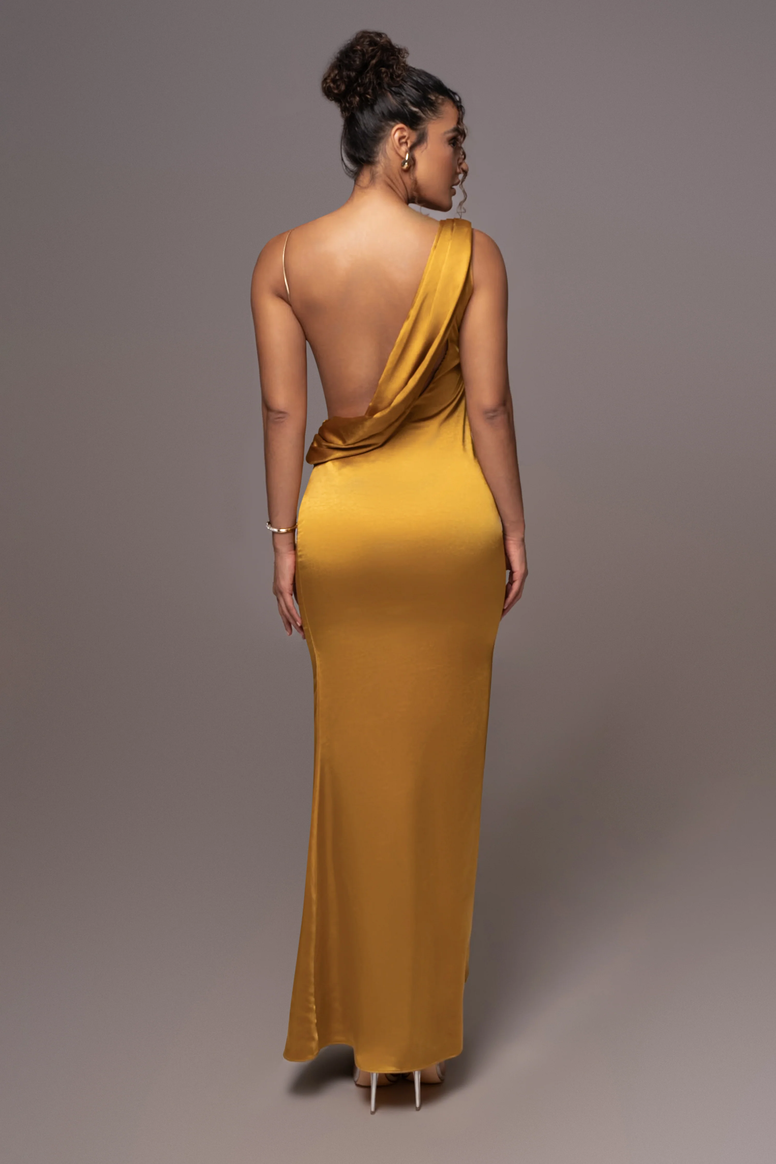 Yellow Satin Belle Maxi Dress - Image 6