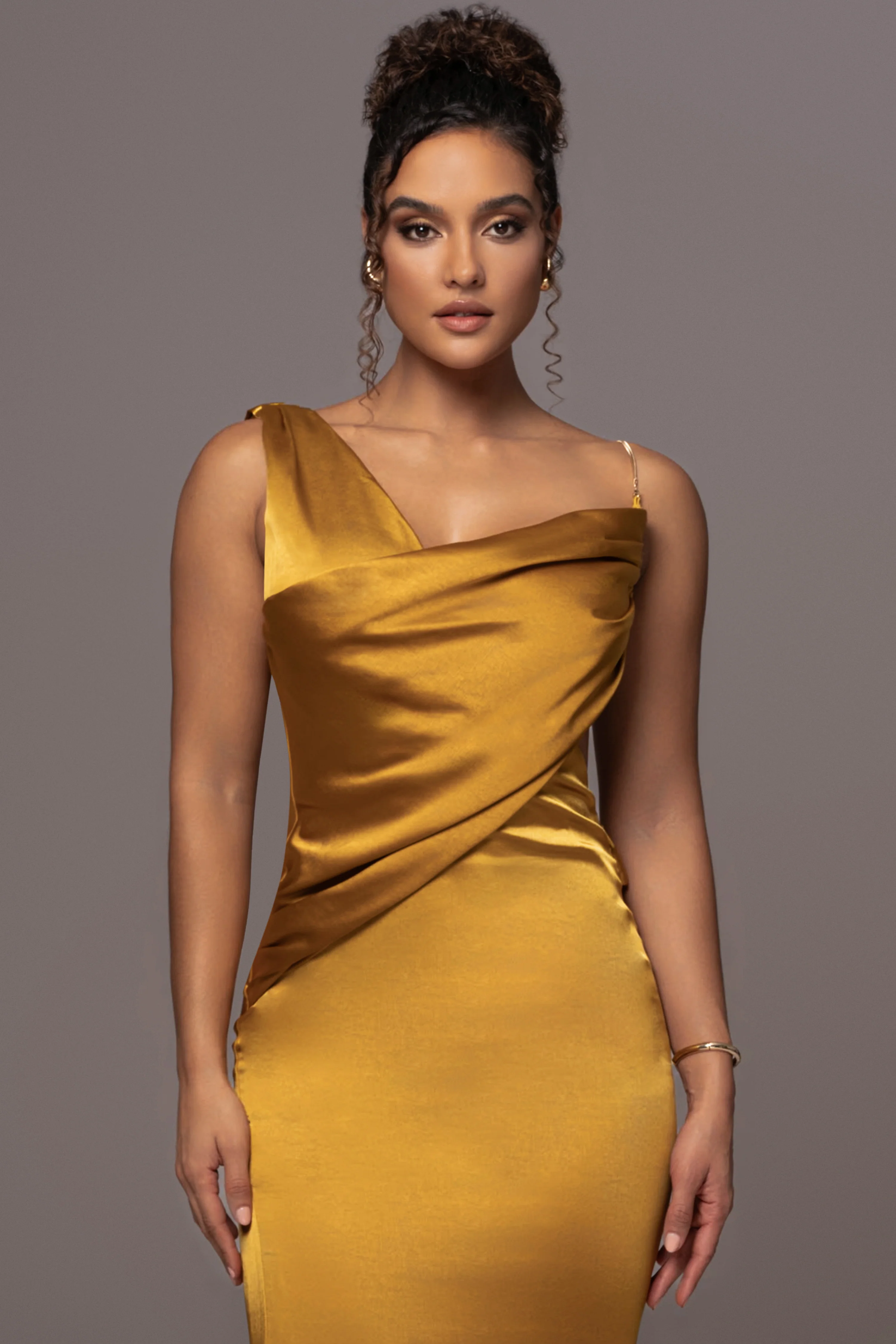 Yellow Satin Belle Maxi Dress - Image 7