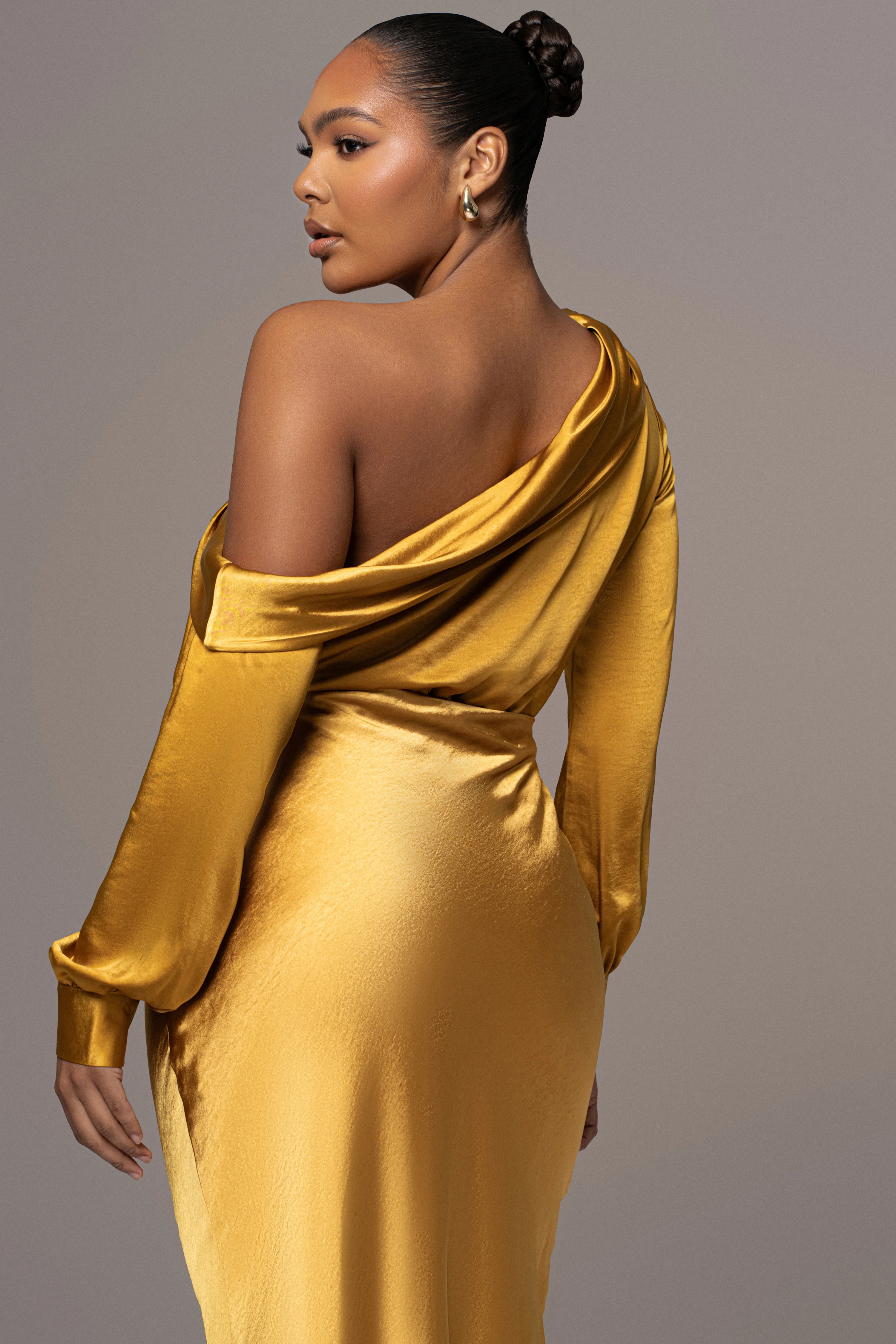 Yellow Satin Rima Asymmetrical Bodysuit - Image 10