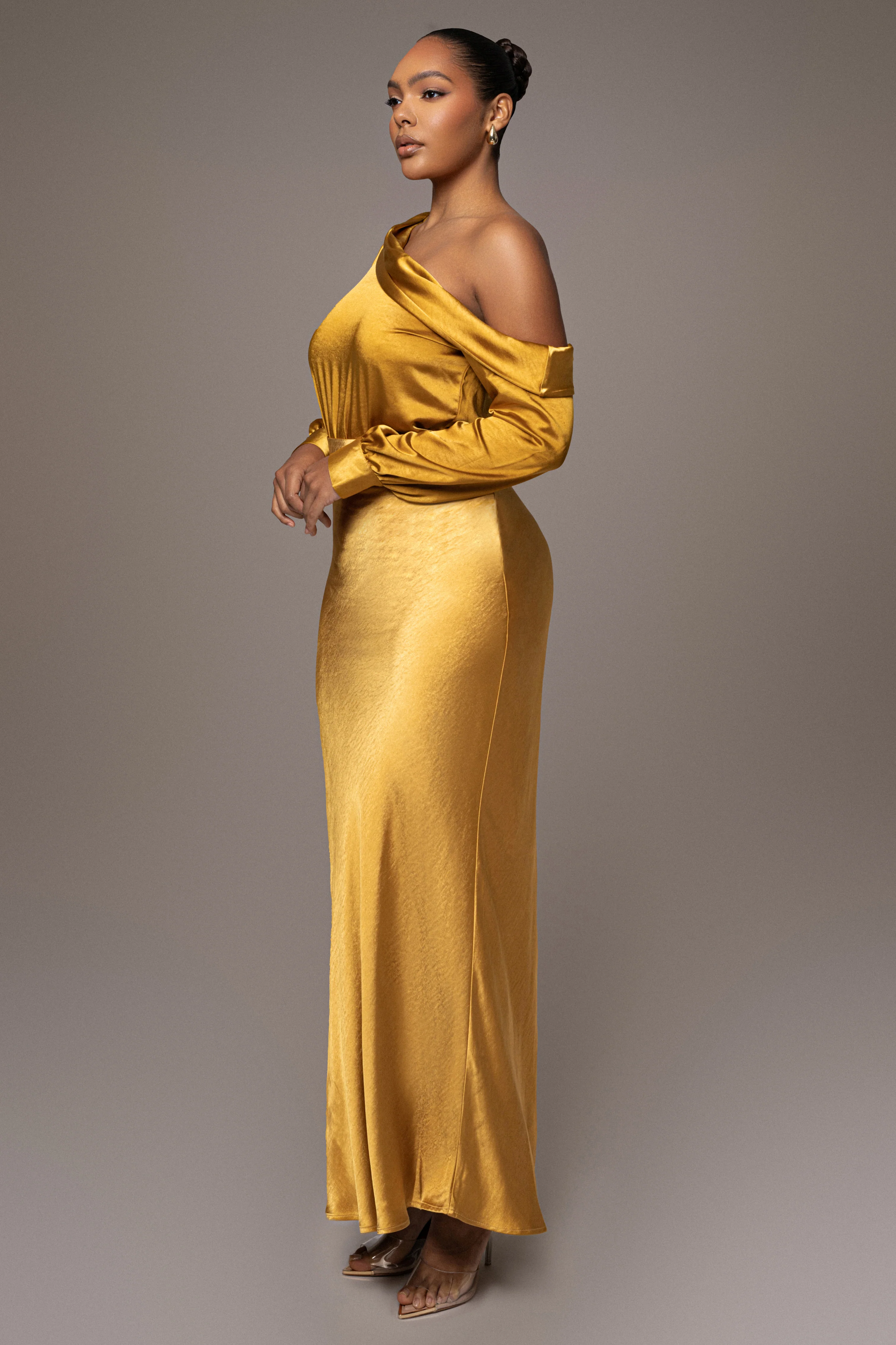 Yellow Satin Rima Asymmetrical Bodysuit - Image 5