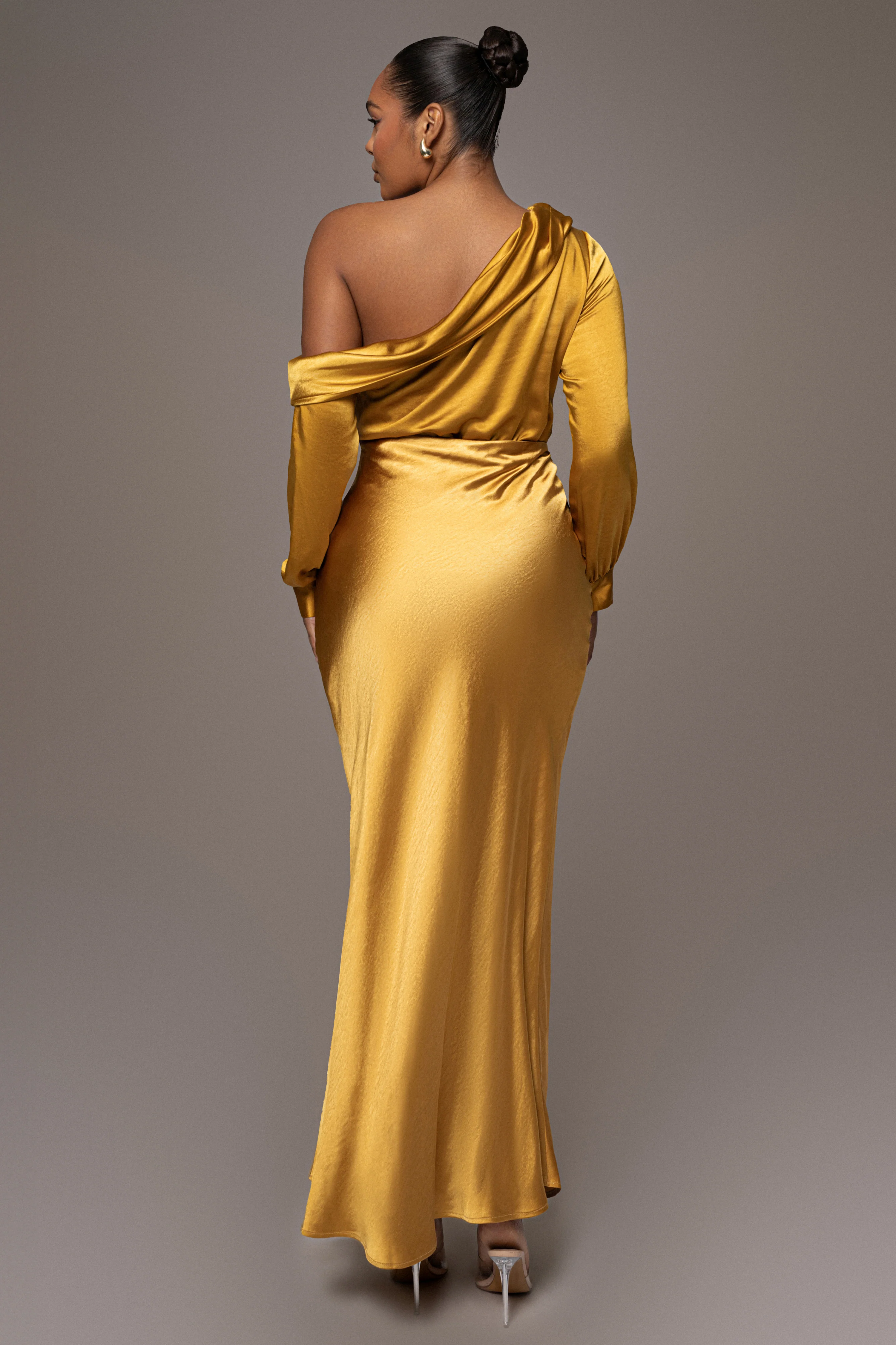 Yellow Satin Rima Asymmetrical Bodysuit - Image 9