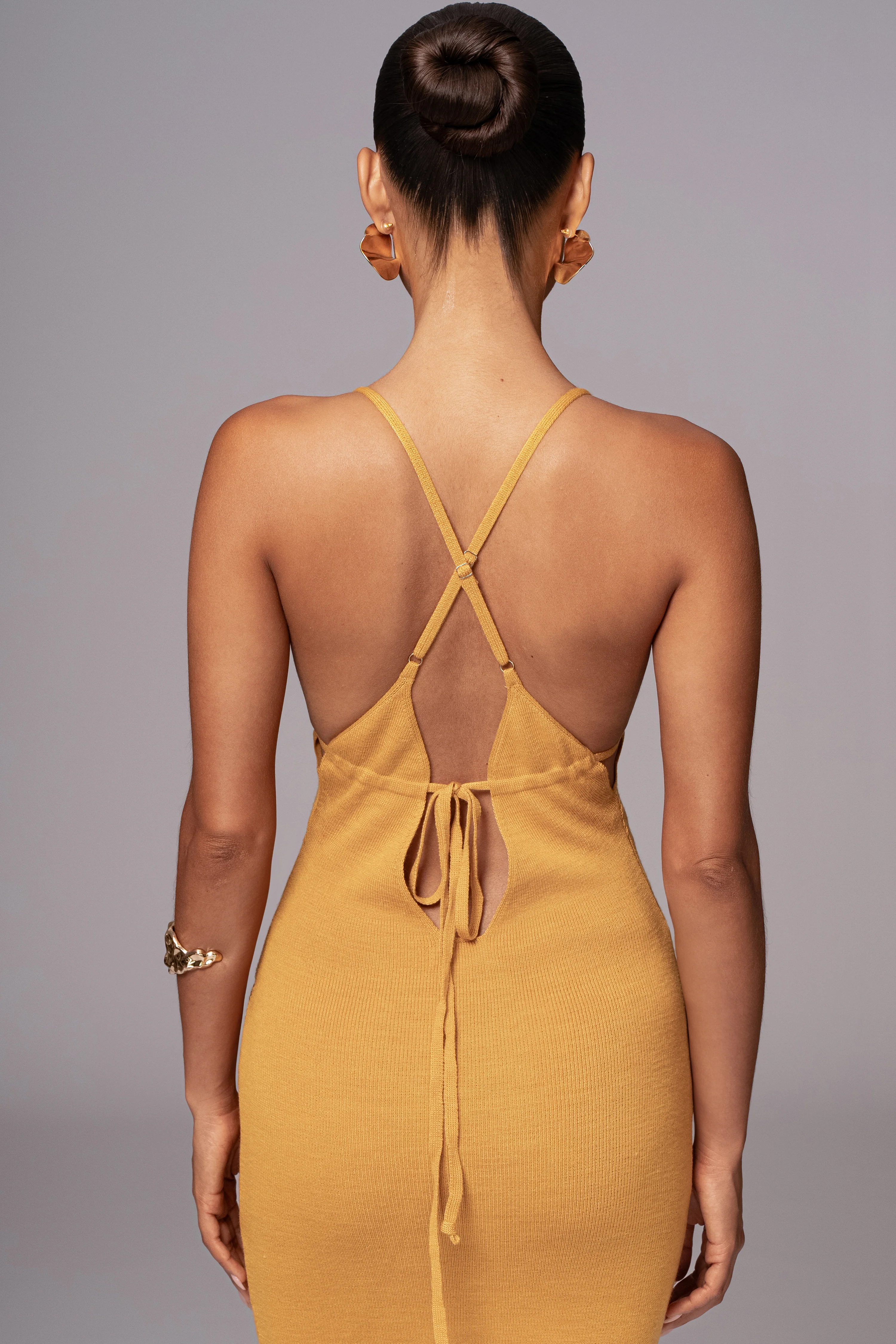 Yellow Sun Rays Knit Maxi Dress - Image 2