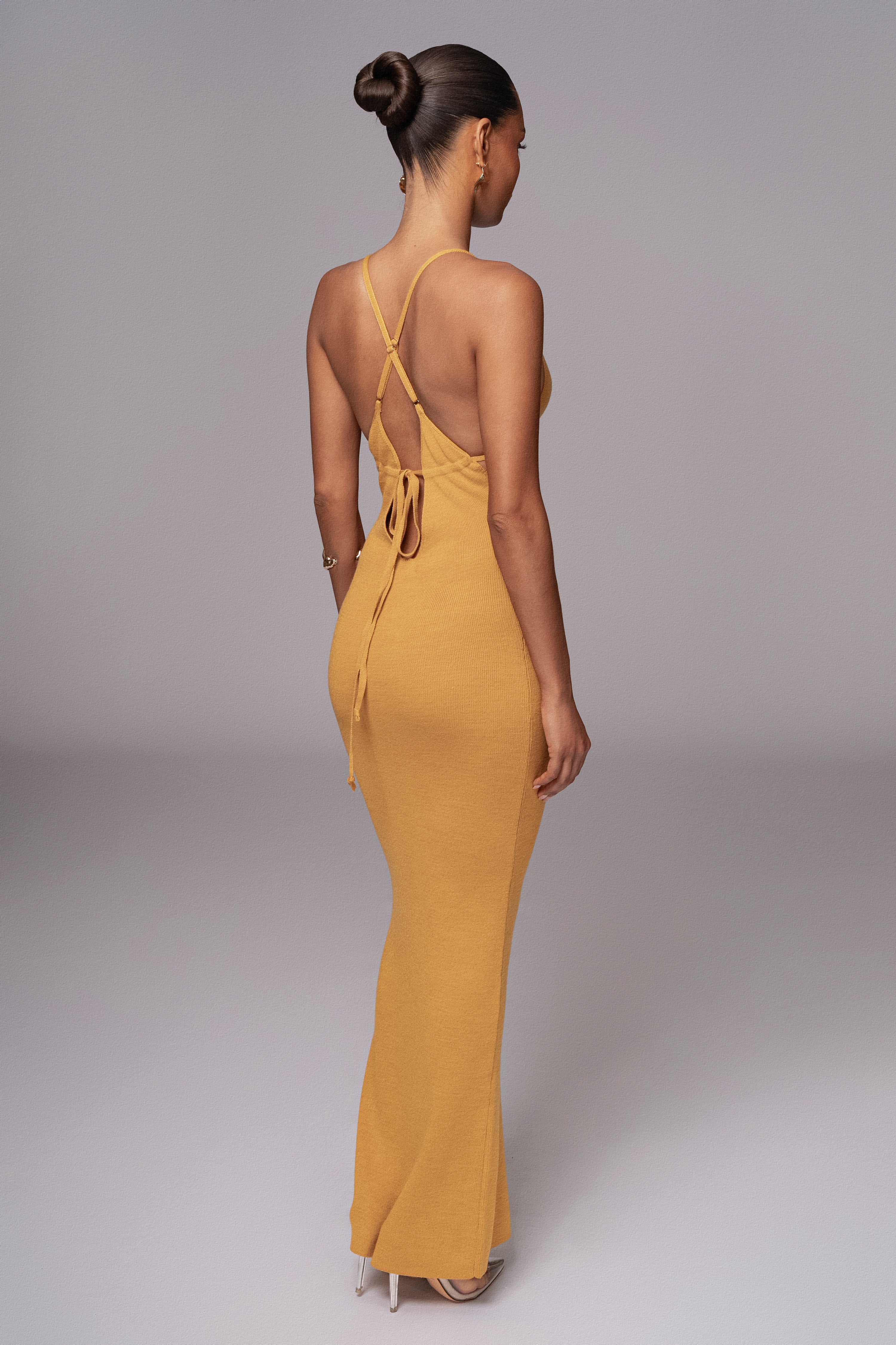 Yellow Sun Rays Knit Maxi Dress - Image 3